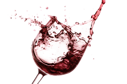 Red wine splash isolated on a transparent background
