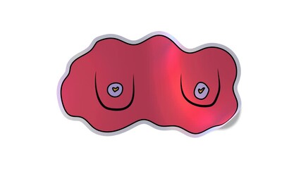 Artistic Female Breast Drawing in Pink Tones. Alpha channel transparency - Powered by Adobe