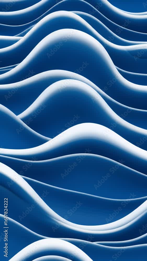 Poster abstract 3d wave surface with blue and white color gradient background