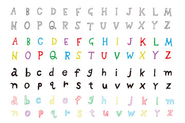 手描きのアルファベット(大文字と小文字)／ベクター