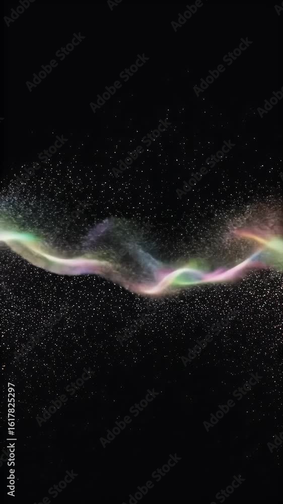 Poster abstract background animation of swirling colorful nebula and dust particles