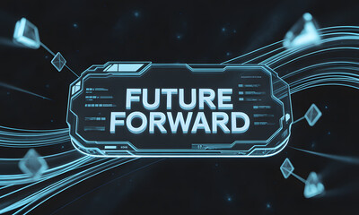 Future Forward: Futuristic Digital Interface with Glowing Abstract Technology and Data Flow