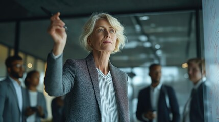 Confident Businesswoman Leading Meeting in Office
