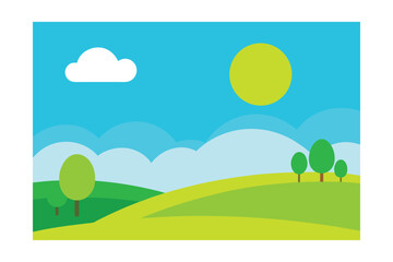 Obraz premium full daylight with crisp sky and vibrant greens