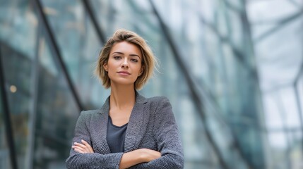 Confident Businesswoman Standing in Modern Office