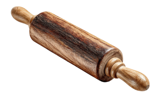 Wooden Rolling Pin: A beautifully crafted wooden rolling pin, its rich texture and warm tones suggest countless hours of culinary creativity in the kitchen.