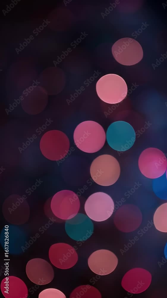 Poster abstract background with bokeh lights in various colors and dark backdrop