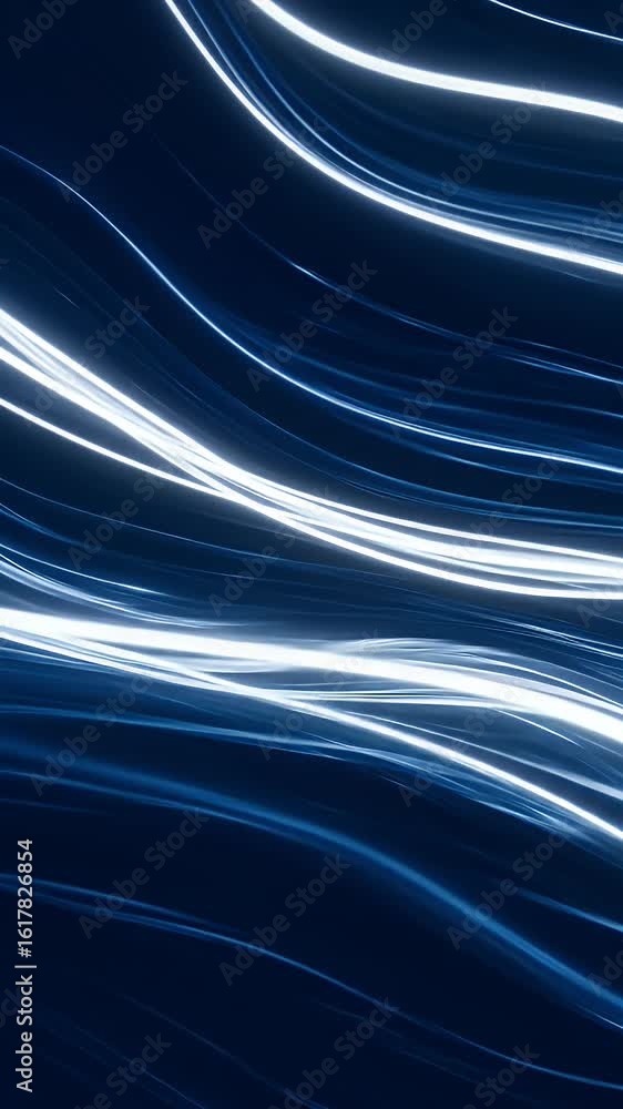 Poster abstract background with flowing blue and white lines in motion