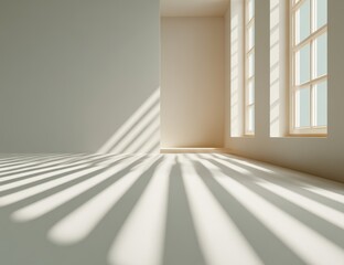 Fototapeta premium Light-filled, minimalist room with shadows