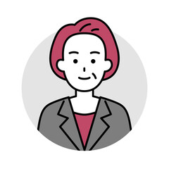 中年のスーツの女性のアイコン（ノーマル）