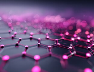 Abstract hexagonal network with glowing pink nodes