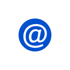 Fototapeta premium Blue circle with an at symbol isolated on white background