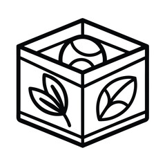 Minimalist black line drawing of a bath bomb box on a white background