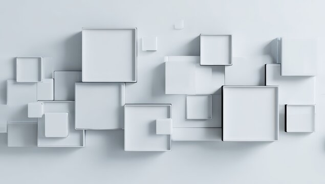 Abstract composition of overlapping white squares