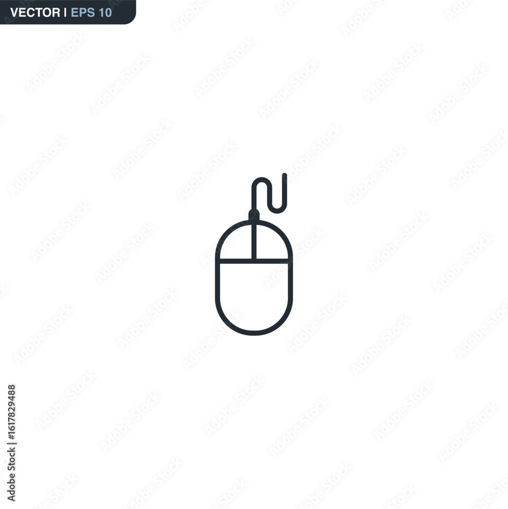 Poster computer mouse, linear style sign for mobile concept and web design