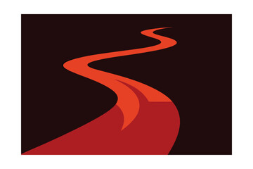 crimson glow on curved path and terrain