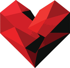  Abstract Red Heart Symbol &ndash; Geometric Digital Art in Red and Black with Sharp Edges