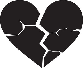  Black Broken Heart Illustration &ndash; Dark Vector Graphic Design Symbolizing Heartbreak & Sadness