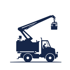 Naklejka premium Heavy-duty yellow construction vehicles, including trucks, excavators, and tractors, are isolated on a white background, ready for industrial work