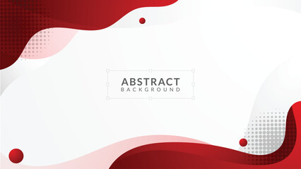Minimalist red and white abstract background with dynamic wave design and halftone dots. Perfect for presentations, banners, or Indonesian Independence Day themed visuals.