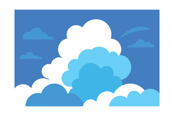 bright blue sky with fluffy clouds