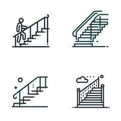 Stairs with rail and person walking on them in modern style  