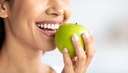 Woman eating a green apple (1)