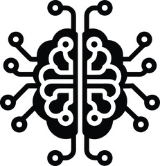 Black and white abstract brain circuit board icon technology artificial intelligence