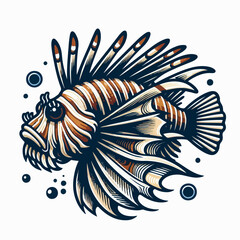 lion fish cartoon illustration 