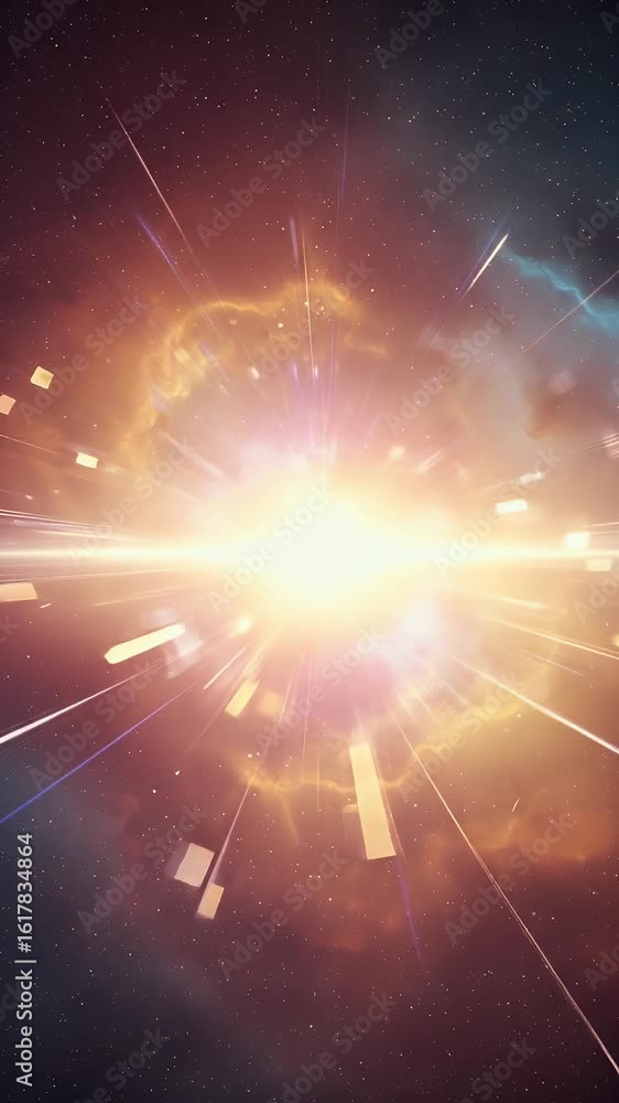 Poster abstract digital illustration of a cosmic explosion in space with a nebula