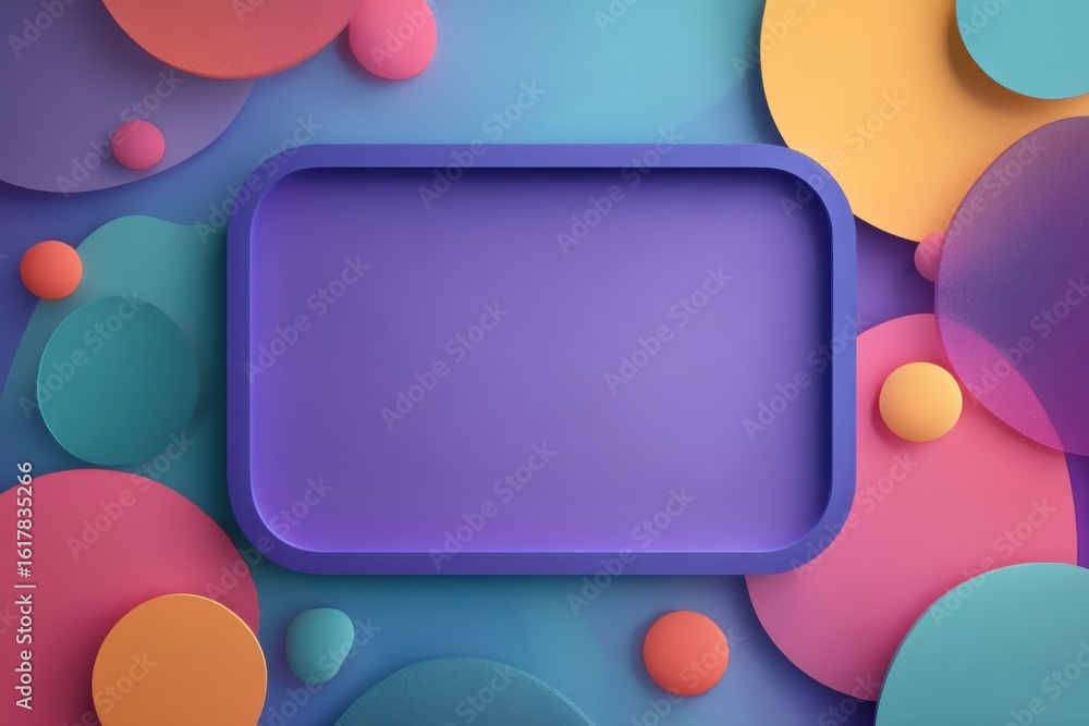 Poster colorful abstract frame with rounded corners on vibrant background