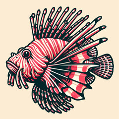 lion fish cartoon illustration 