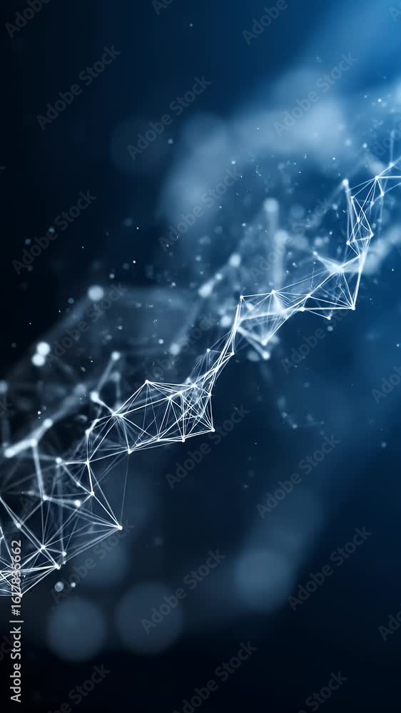 Poster abstract digital network connection design on deep blue background