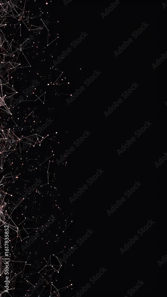 Aufkleber abstract digital network of dots flowing on black background