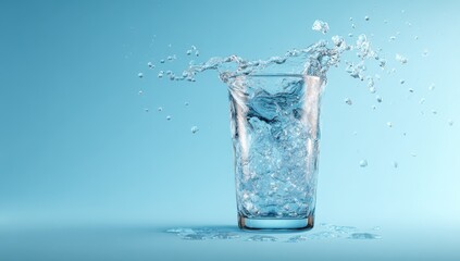 Glass of water with ice, splash (1)