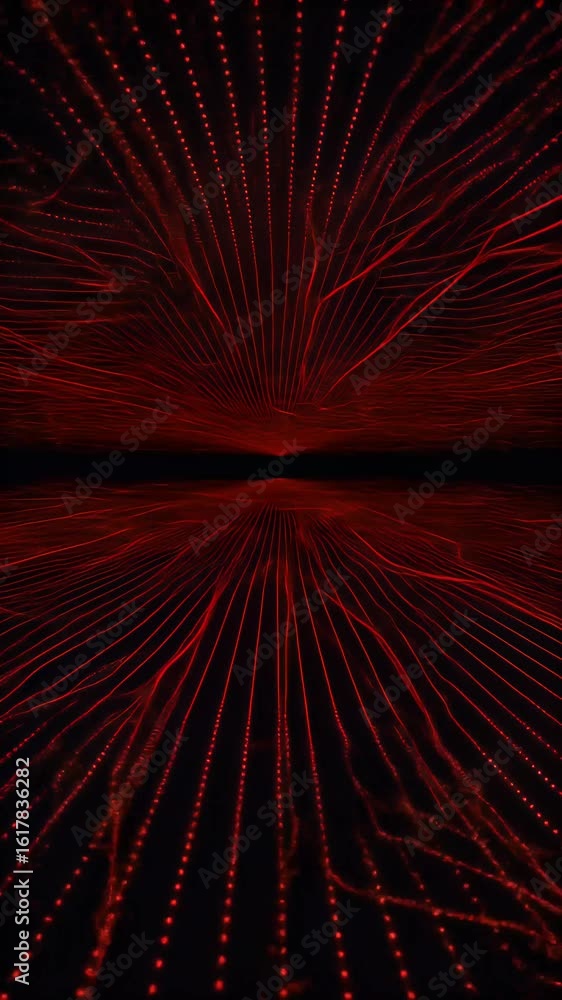 Poster abstract digital red lines in motion forming a geometric perspective background