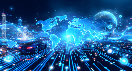 Global Digital Network Connecting Futuristic Smart City and Autonomous Car on Data Highway
