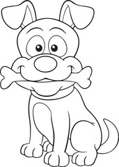 Dog Silhouette , Dog Silhouette Coloring Page, Printable Black and White Illustration