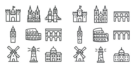 Naklejka premium Minimalist European Landmarks