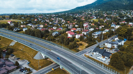 Highway with Noise Abatement Wall in Europe