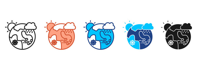 Fototapeta na wymiar Climate Icon Set Multiple Style Collection