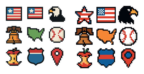 Obraz premium USA Pixel Icons