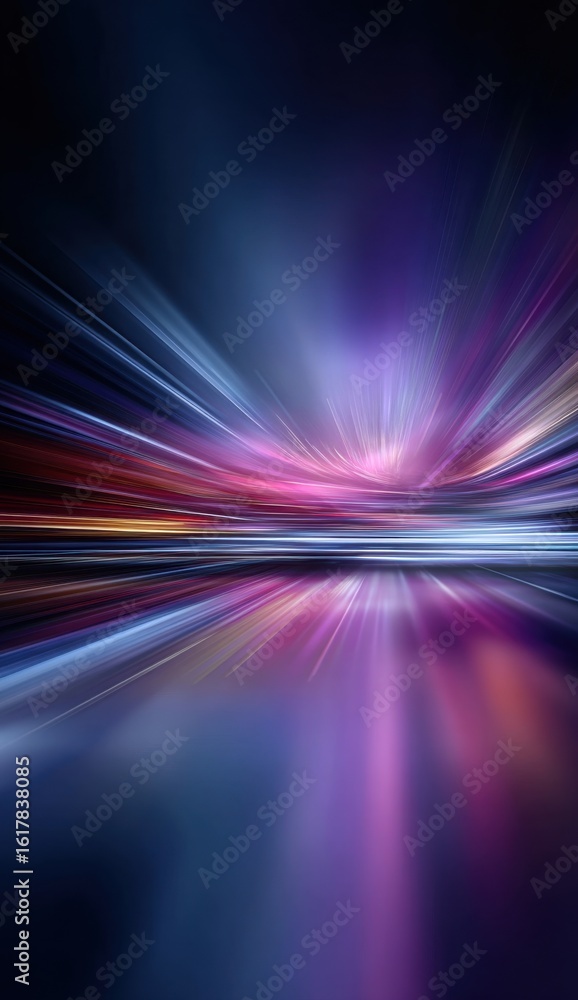 Poster burst of colorful light rays creating an impression of speed and motion