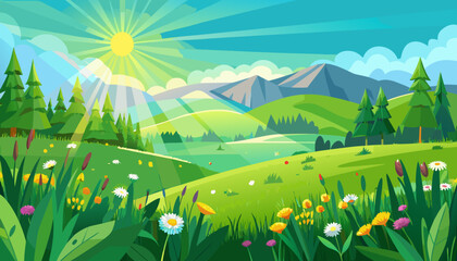 Obraz premium Vector art of a soft green gradient with subtle light effects creates a calming and refreshing abstract background