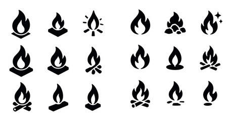 Fototapeta premium Isometric Fire Icons
