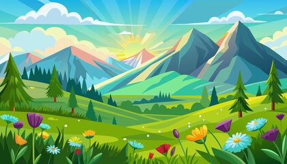 Fototapeta premium Vector art of a soft, outoffocus green gradient background with a bright, luminous highlight, creating a dreamy atmosphere