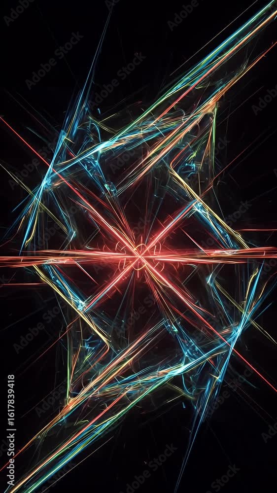 Poster abstract fractal illustration with dynamic colorful geometric design