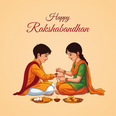 Rakshabandhan vector illustration, Sister tying rakhi on brother's hand vector illustration. Rakshabandhan poster design.