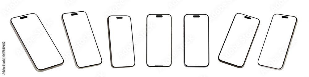 Poster smart phone mockup new generation isolated screen transparent of png image for infographic business 
