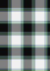 Seamless Black White Gray and Green Plaid Pattern Texture